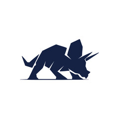geometric Triceratops illustration in silhouette style © Ibnu