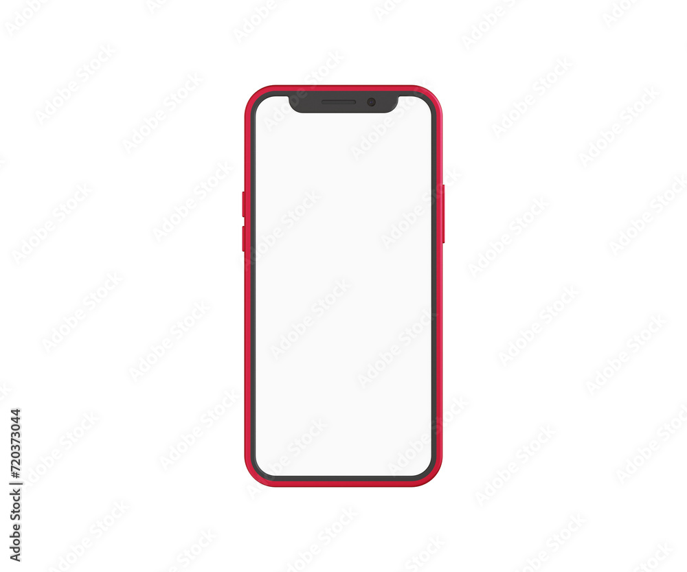 Poster 3d smartphone mockup screen. mobile phone front view on transparent. device ui ux mockup for present