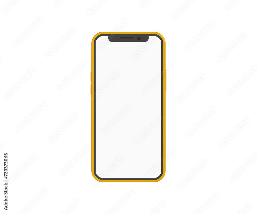 Poster 3d smartphone mockup screen. mobile phone front view on transparent. device ui ux mockup for present