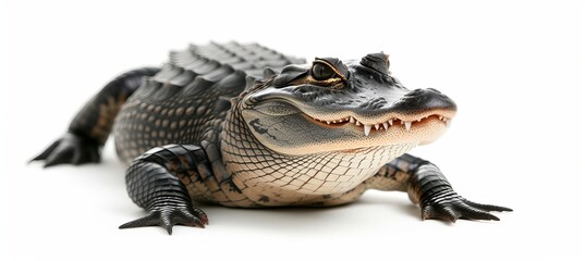 Obraz premium Magnificent alligator on white background isolated reptile wildlife close up photo