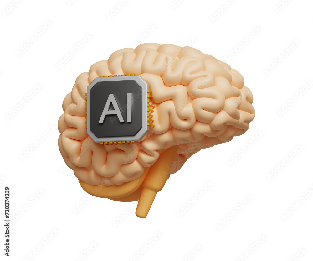 Poster neurotechnology, implantable brain machine. human and ai artificial intelligence working together. r
