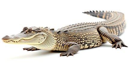 Isolated alligator on white background, high quality image for design and education