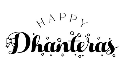 Happy Dhanteras lettering indian festival vector illustration.