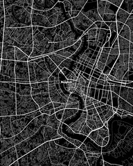 Bangkok Thailand Map, Detailed Dark Map of Bangkok Thailand
