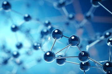 Molecular structure on abstract blue background