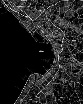 Chiba Japan Map, Detailed Dark Map of Chiba Japan