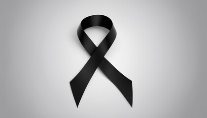 A black ribbon on a white background
