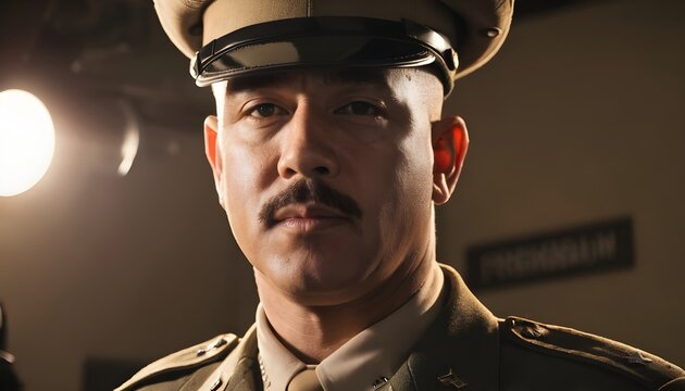 Portrait of a serious military men
