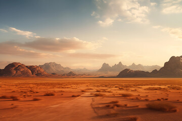 Fototapeta na wymiar desert plains with hills
