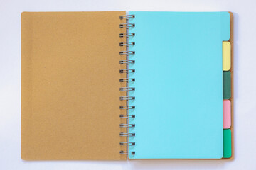 Agenda and organizer concept, Opened blank bookmark or post it in multi colored layer, Empty...