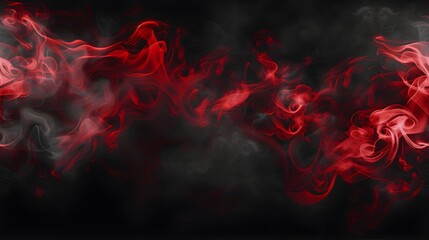 Red Fog or smoke color isolated transparent special effect. White vector cloudiness, mist smog background. illustration - obrazy, fototapety, plakaty