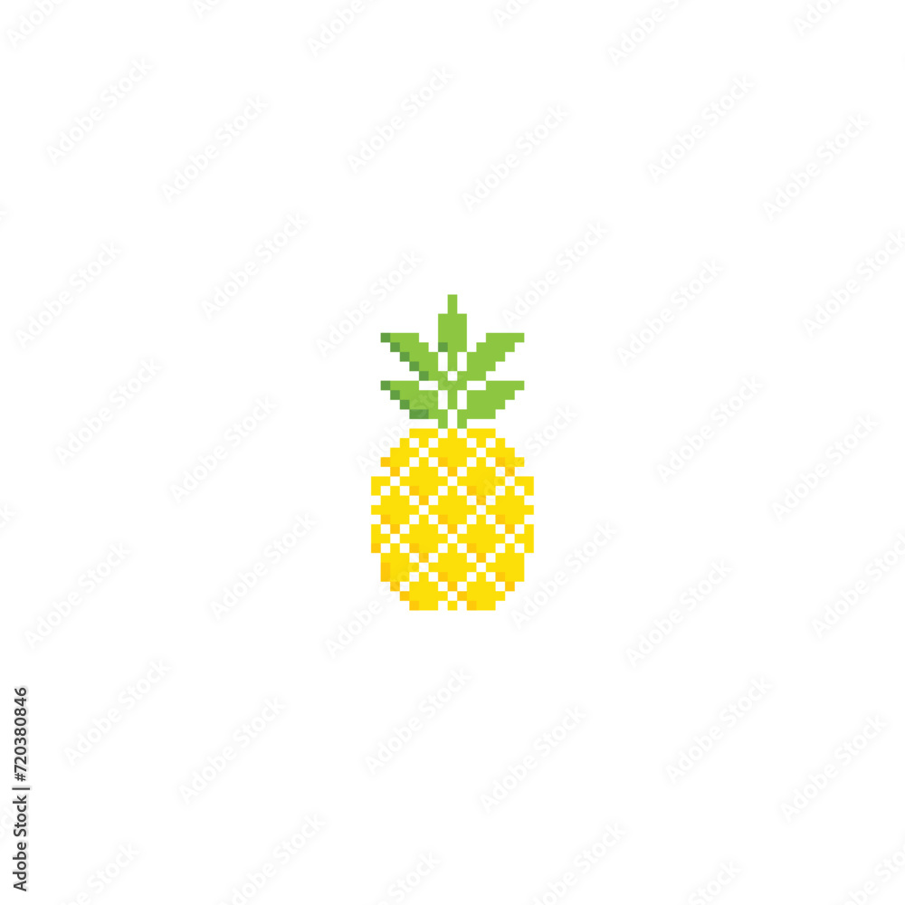 Poster pixel pineapple icon vector pixel art element for 8 bit game company logo template