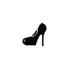 pixel high heel shoes vector icon woman shoes pixel art element for 8 bit game company logo template 