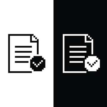 pixel document icon vector pixe 8 bit game company logo template 