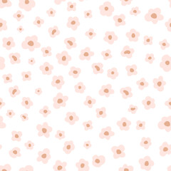 Pastel tiny flowers pattern. Ester spring floral wallpaper. Vector pink shapes of different small flowers, daisy