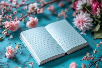 open book with flowers, background, backdrop, copy space for text, love, romance, valentine, valentine's day, reading, flora, flower blossom