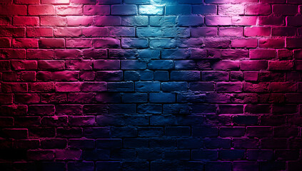 redblue lights on a brick wall with concrete floor, 