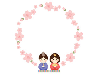 ひな祭り_桜の円形フレーム