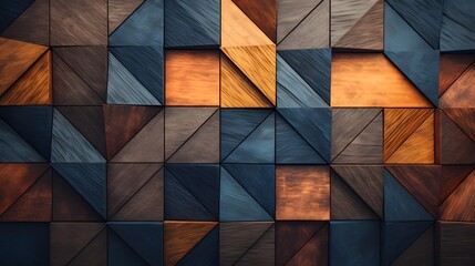 Geometric Shapes with Natural Wood Textures Background. Modern abstract background geometric shapes with the organic textures of wood in a rich, earthy color palette.