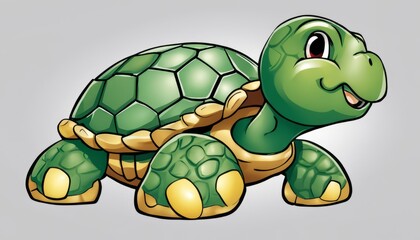 Fototapeta premium A cartoon turtle with a smile on its face