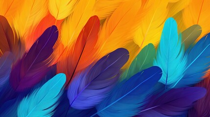 Obraz premium Colorful abstract feathers background, adding a burst of color and texture to creative and artistic projects.