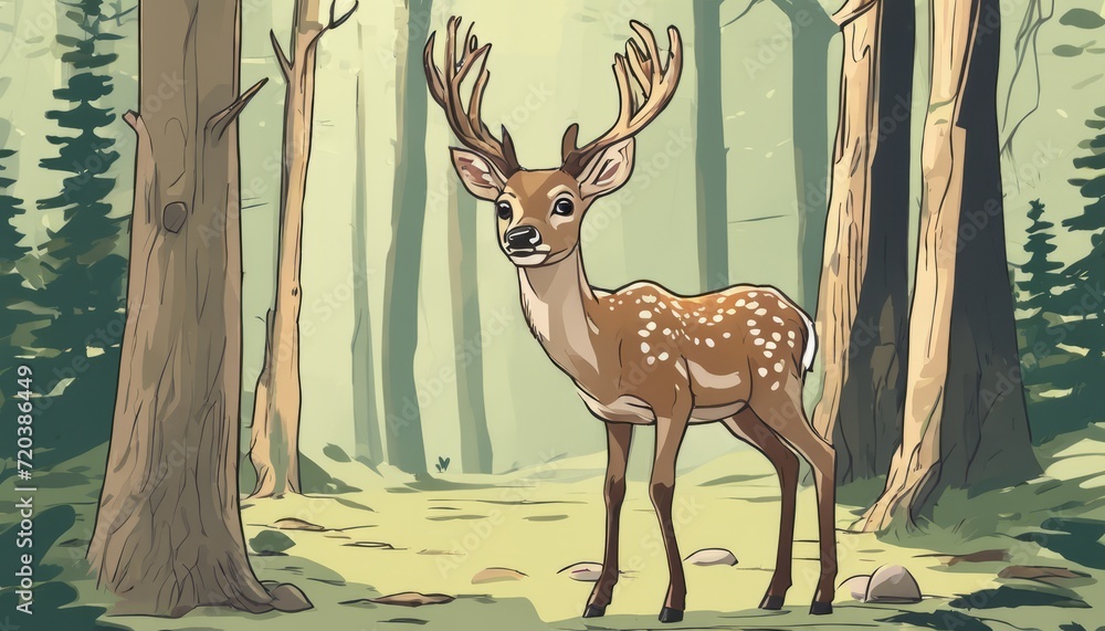 Canvas Prints A deer in a forest with trees in the background