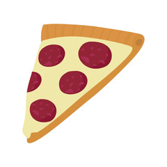 Pizza vector icon. Isolated a slice of pepperoni pizza sign emoji design.