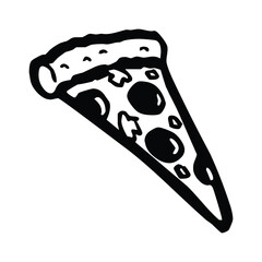 Pizza vector icon. Isolated a slice of pepperoni pizza sign emoji design.