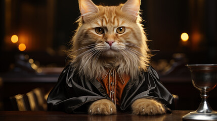 Orange Cat in suit uniform Judges Authority A judge