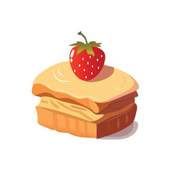 Food element of colorful set. The cartoon design of this cake adds sweetness and whimsy, conveying the joy and delight of desserts in various creative endeavors. Vector illustration.