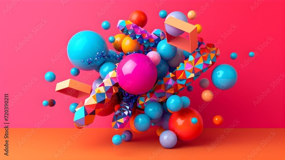 Poster abstract of 3d texture object in colorful design illustration background wallpaper.