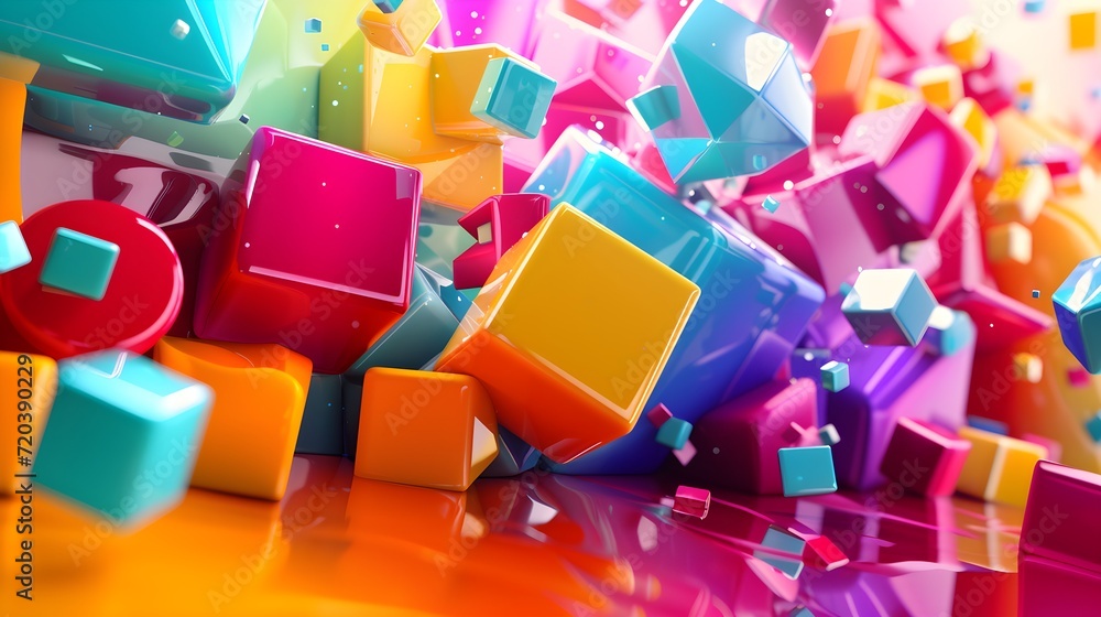 Poster abstract of 3d texture object in colorful design illustration background wallpaper.