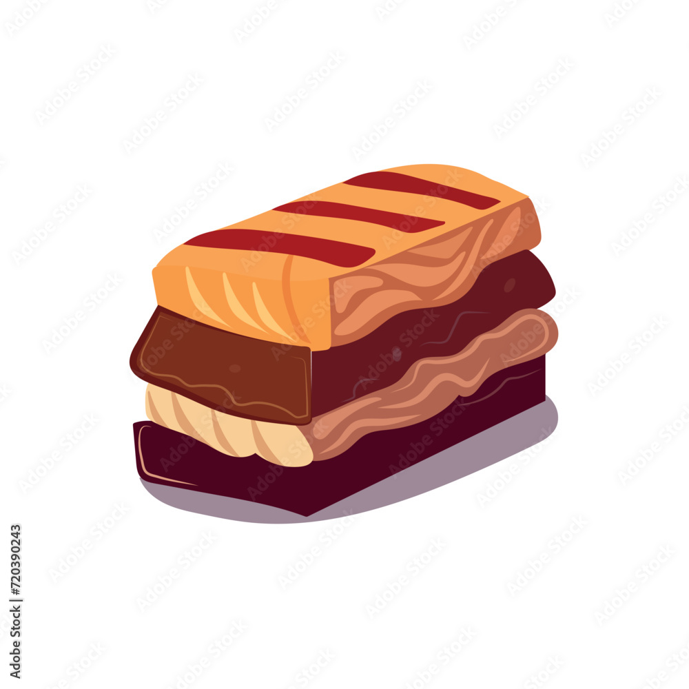 Poster food element of colorful set. this cake masterfully captures the tempting nature of the sweet throug