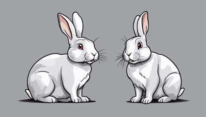 Obraz premium Two white rabbits with red eyes