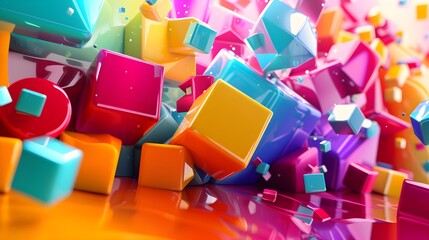 Abstract of 3D texture object in colorful design illustration background wallpaper.