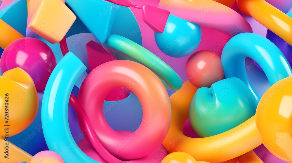 Poster abstract of 3d texture object in colorful design illustration background wallpaper.