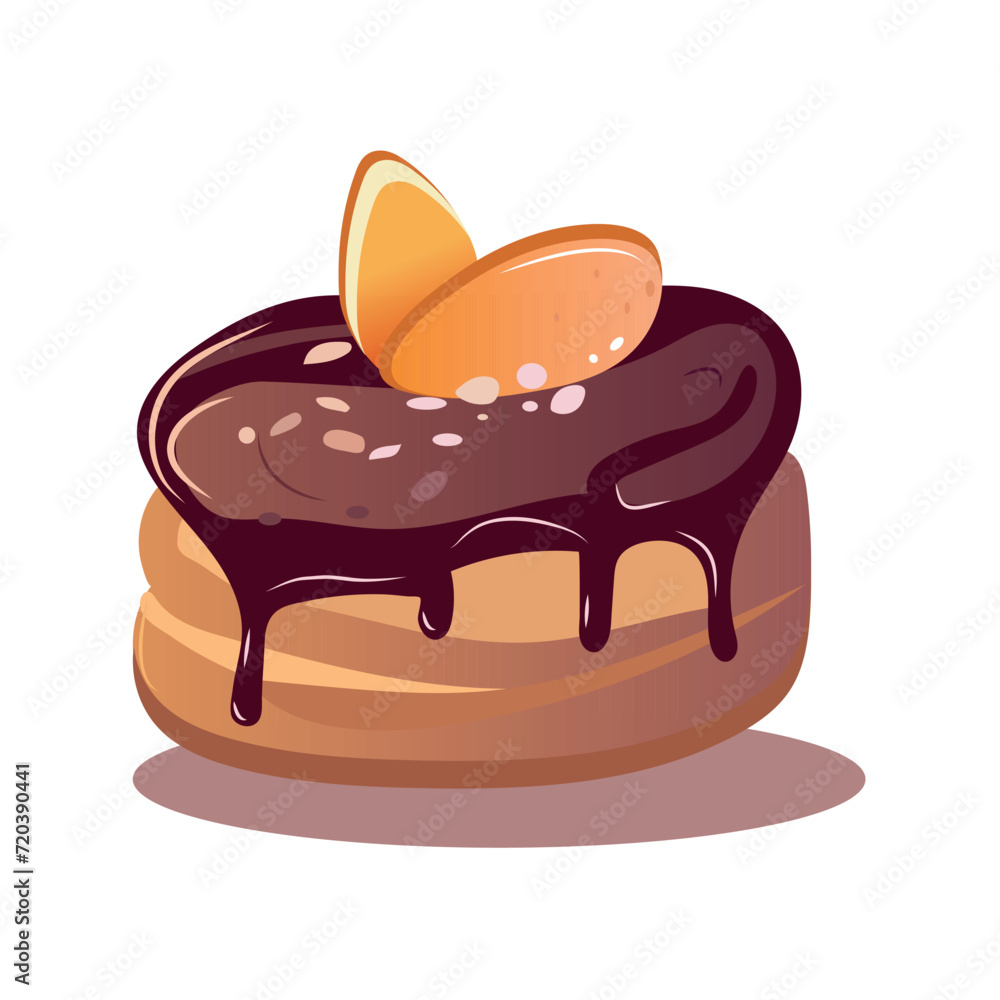 Poster food element of colorful set. the cartoon design of the pancake adds a delightful and tempting touch