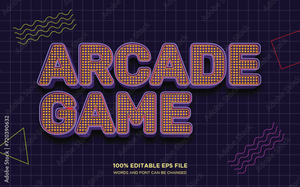 Poster arcade game 3d editable text style effect