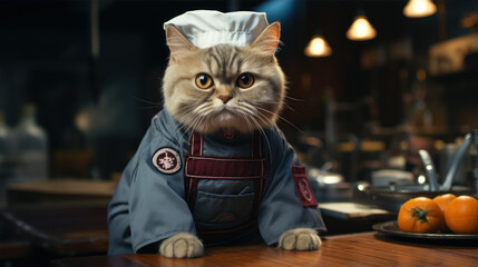 Cat in Chefs Precision A chef in a spotless uniform