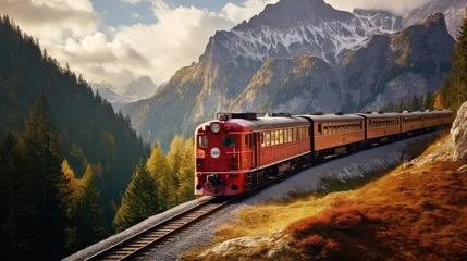 Keuken foto achterwand Glenfinnanviaduct Train travel on a stunning landscape background. AI generated.