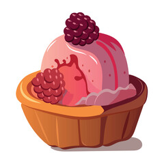 Food element of colorful set. This charming cupcake is a delightful fusion of design and the joy of indulgence, showcased on a clean white canvas. Vector illustration.