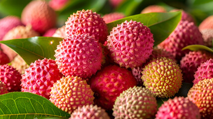 View of Delicious fresh Fruit Lychee on a white background