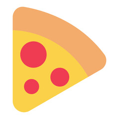 Pizza vector icon. Isolated a slice of pepperoni pizza sign emoji design.