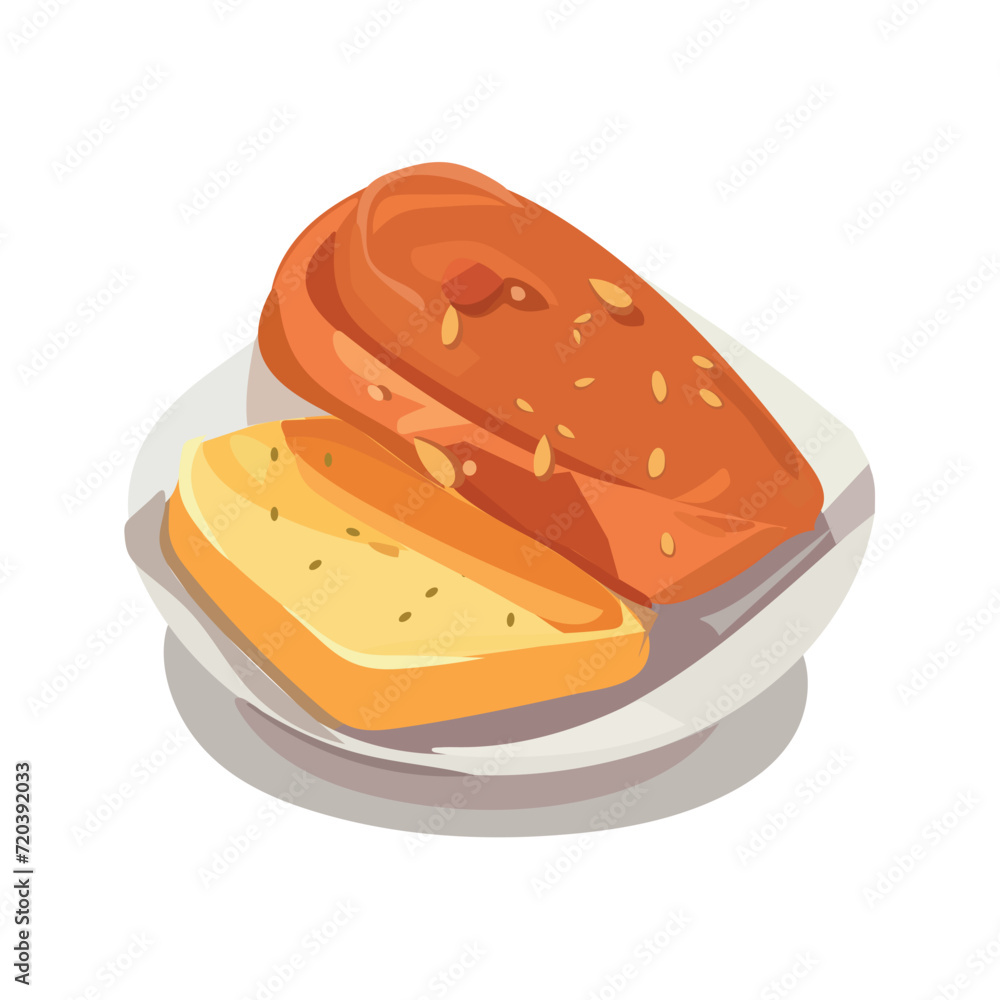 Poster food element of colorful set. this charming illustration feature a meticulously designed bun in a pl