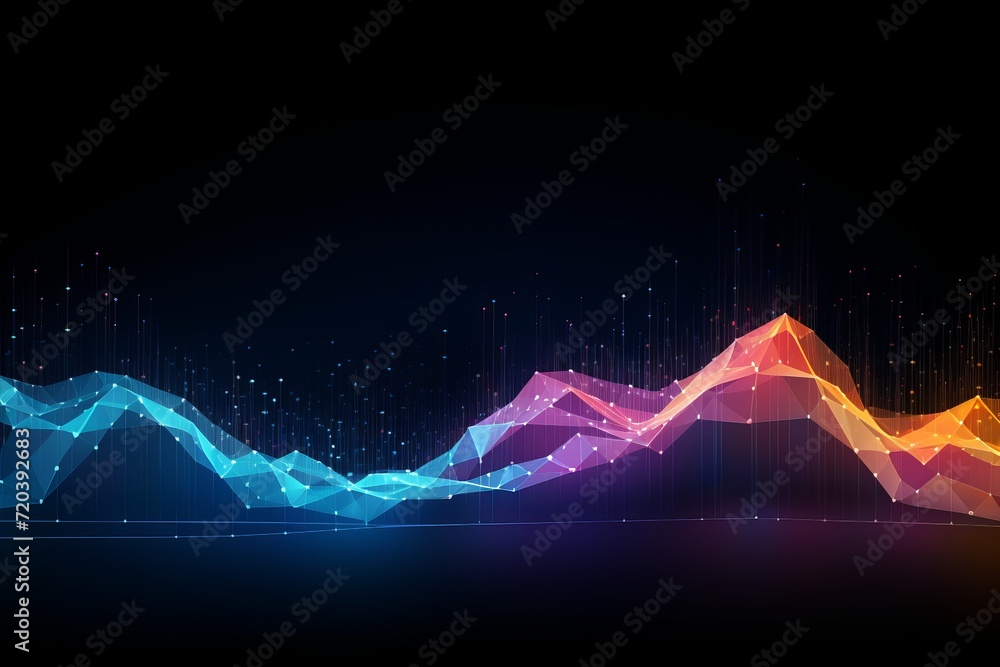 Poster digital graphic abstract background for technological processes, neural networks, digital data stora
