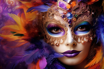 portrait of a woman in carnival mask  Can't move away when look her wonderful mask