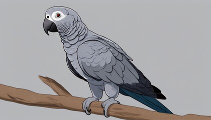 Obraz premium A grey parrot perched on a branch