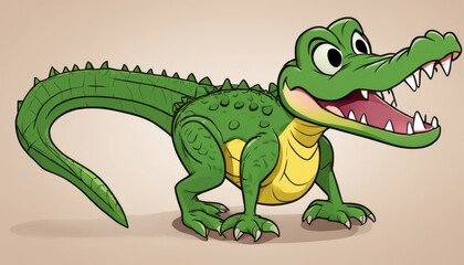A cartoon green alligator with big teeth