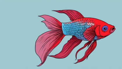 A red and blue fish swimming in the water