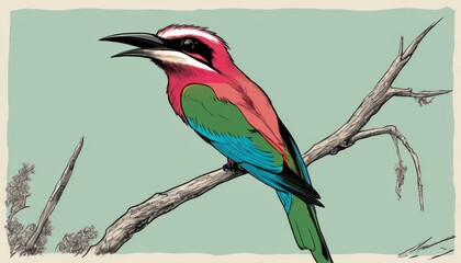 A colorful bird perched on a branch